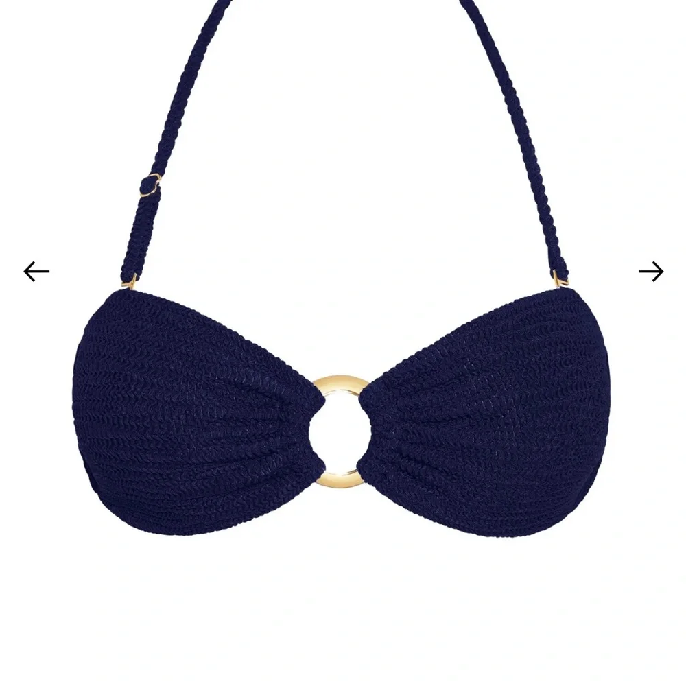 Monday Swimwear Midnight Blue Bikini with Gold Accents - Top & Bottom, NWT